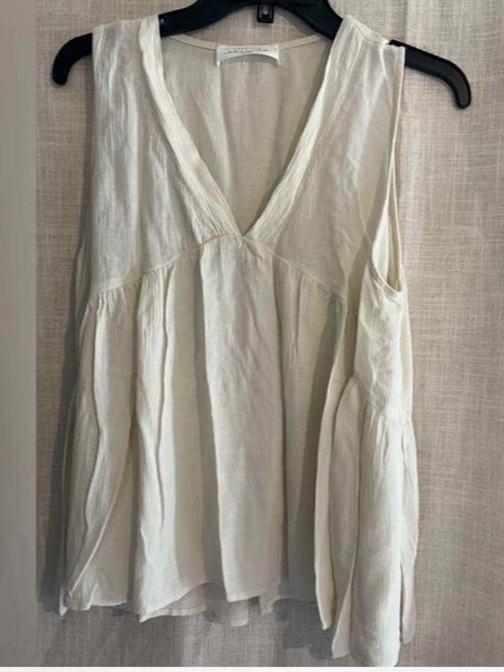 American Threads Cream V-Neck Sleeveless Peasant Camisole